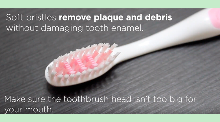 Soft bristles remove plaque an debris without damaging tooth enamel.