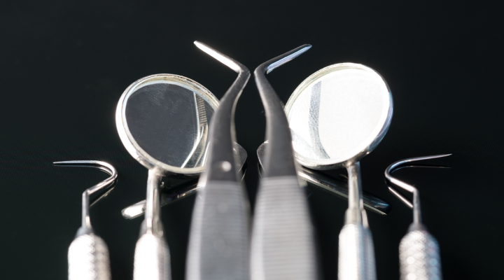 Different dental instruments used at a dental appointment.